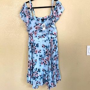 Blue floral, gauze dress